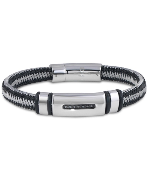 Men's Black Diamond Bracelet in Nylon and Stainless Steel (1/10 ct. t.w.)