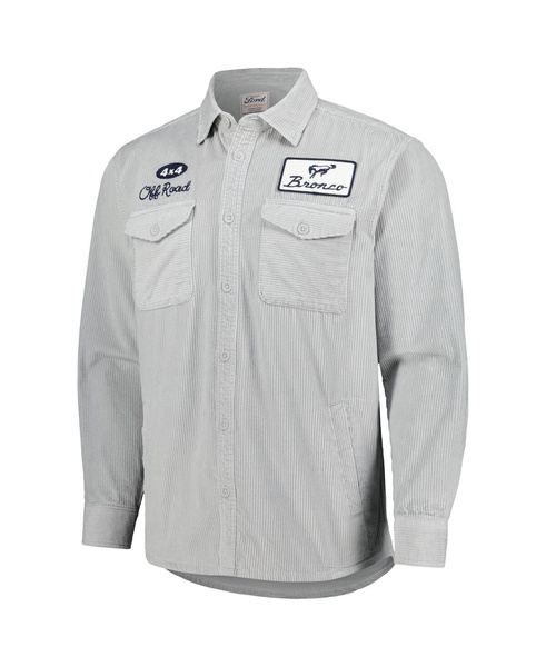 Men's Gray Bronco Reynolds Corduroy Button-Up Long Sleeve Shirt