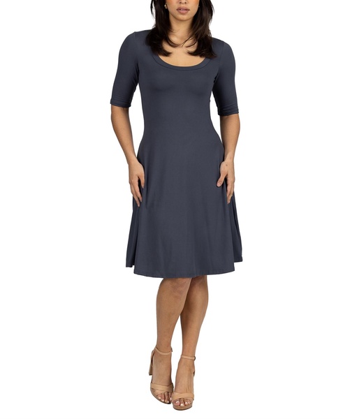 a Line Knee Length Elbow Length Sleeves Dress