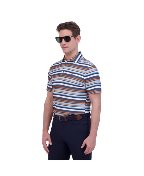 Men's Sport Multi Stripe Tech Jersey Sports Fit Polo Shirt