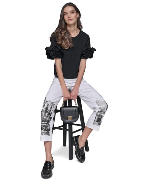 Women's 3D Floral-Sleeve Top