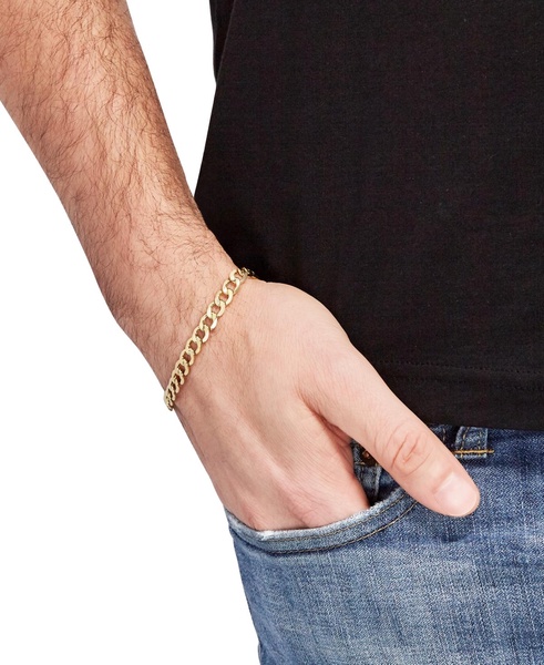 Men's Beveled Curb Link Chain Bracelet in 10k Gold 