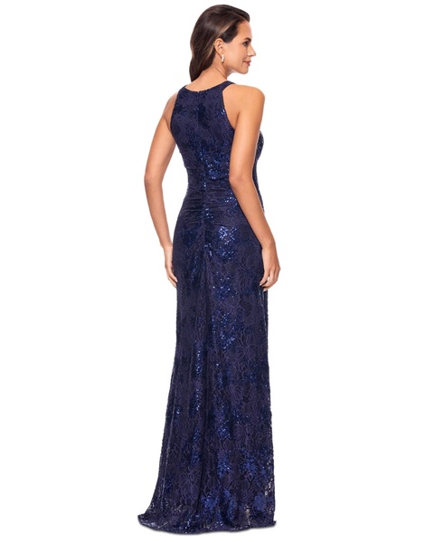 Women's Sequin Floral Halterneck Gown