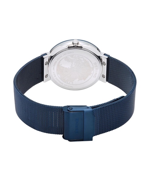 Women's Ceramic Crystal Blue Stainless Steel Mesh Bracelet Watch 35mm