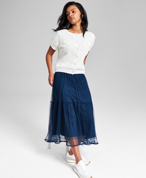 Women's Textured Button-Front Cardigan, Exclusively at Macy's 