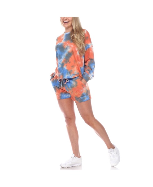 Women's Tie Dye Lounge Top Shorts Set, 2-Piece