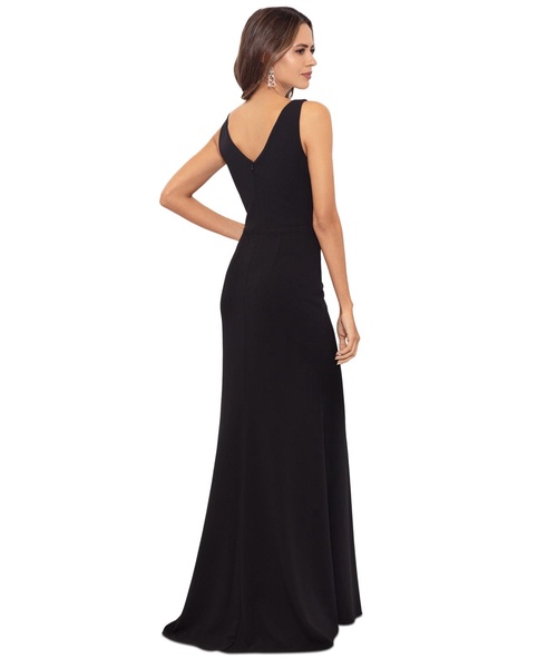 Petite Ruffled Boat-Neck Gown