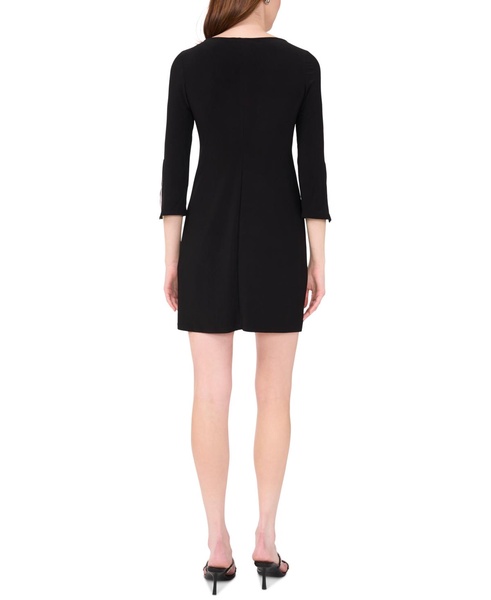 Petite Round-Neck Embellished-Sleeve Shift Dress
