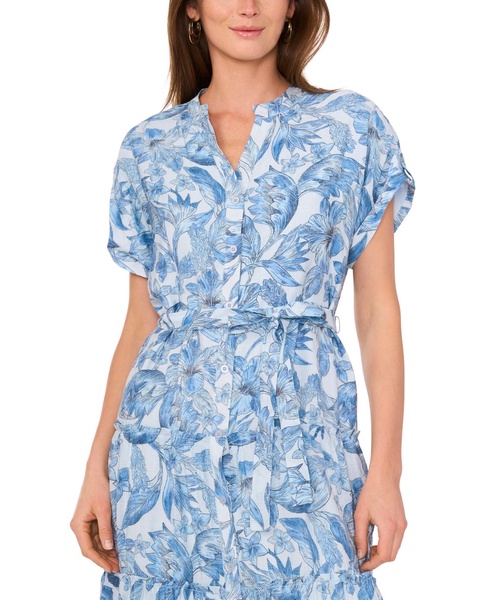 Women's Printed Split-Neck Maxi Dress