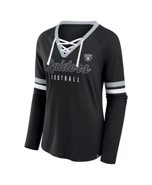 Women's Black Las Vegas Raiders Won and Done Lace-Up Long Sleeve Fashion Top