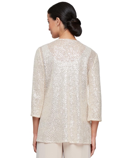Women's Sequined 3/4-Sleeve Jacket & Chiffon Shell Set