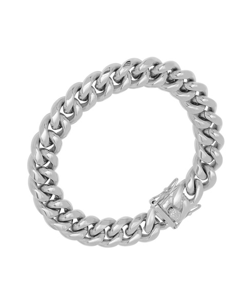 Men's Stainless Steel Miami Cuban Chain Link Style Bracelet with 12mm Box Clasp Bracelet