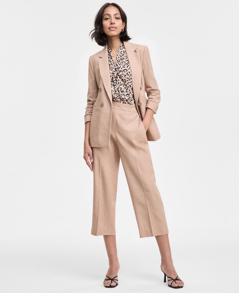 Women's Ruched-Sleeve Open-Front Linen Blazer, Exclusively at Macy's
