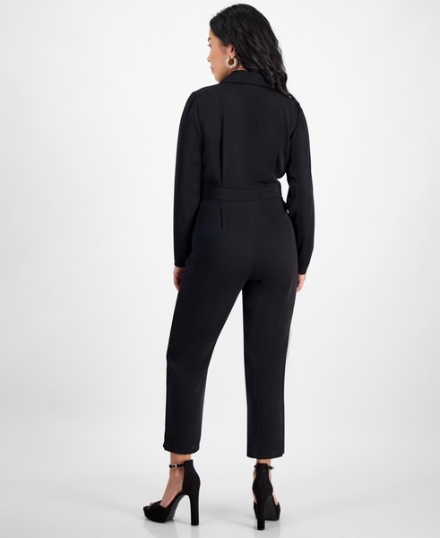 Petite Long-Sleeve Collared Jumpsuit, Created for Macy's