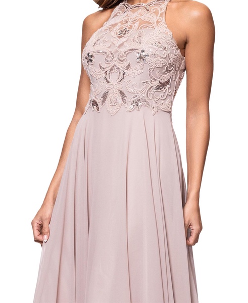 Petite Beaded Sleeveless High-Neck Gown