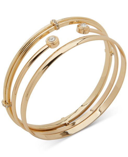 Gold-Tone 3-Pc. Set Crystal Cuff & Bangle Bracelets