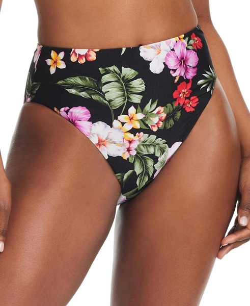 Women's Floral-Print High-Waist High-Leg Bikini Bottoms, Created for Macy's