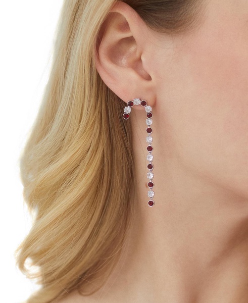 BY NADRI Silver-Tone Crystal Stone Candy Cane Linear Earrings