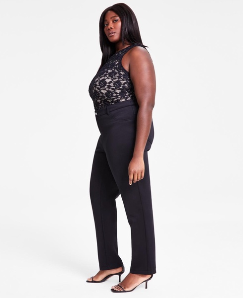 Plus Size Scuba-Knit Trousers, Exclusively at Macy's
