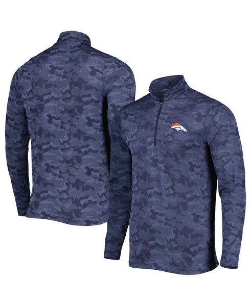 Men's Navy Denver Broncos Brigade Quarter-Zip Sweatshirt
