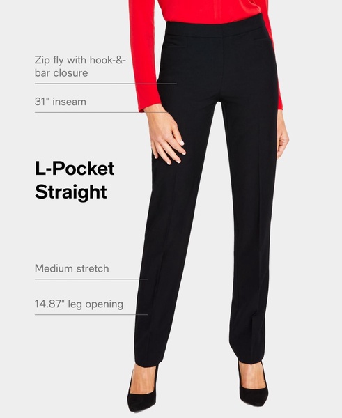 Women's Mid-Rise L-Pocket Straight-Leg Pants, Regular, Long & Short Lengths, Created for Macy's