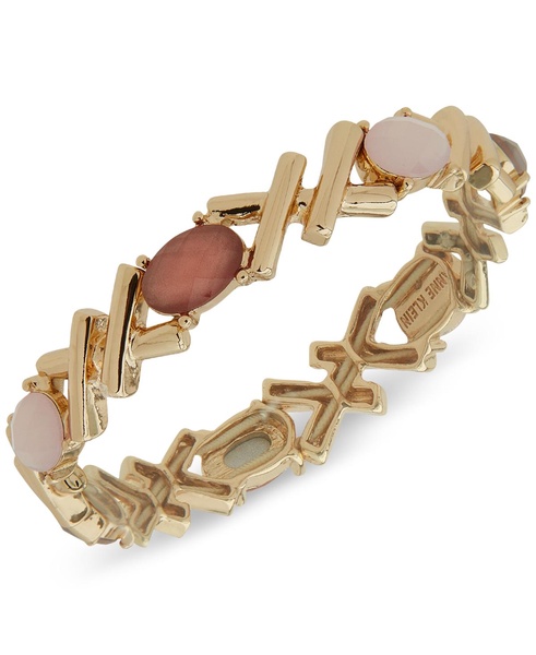 Gold-Tone Oval Stone Crisscross Stretch Bracelet