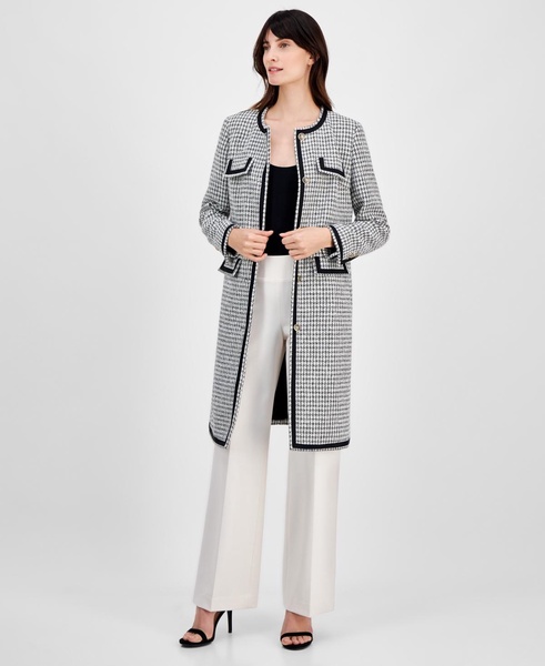 Women's Tweed Collarless Long Jacket