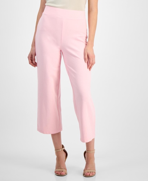 Women's Luxe French Terry Cropped Wide-Leg Knit Pants