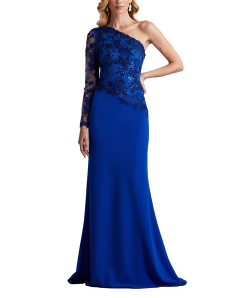 Women's Abner One Shoulder Embroidered Bodice Gown