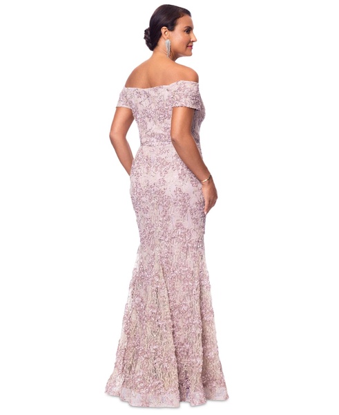 Women's Off-The-Shoulder Soutache Lace Gown