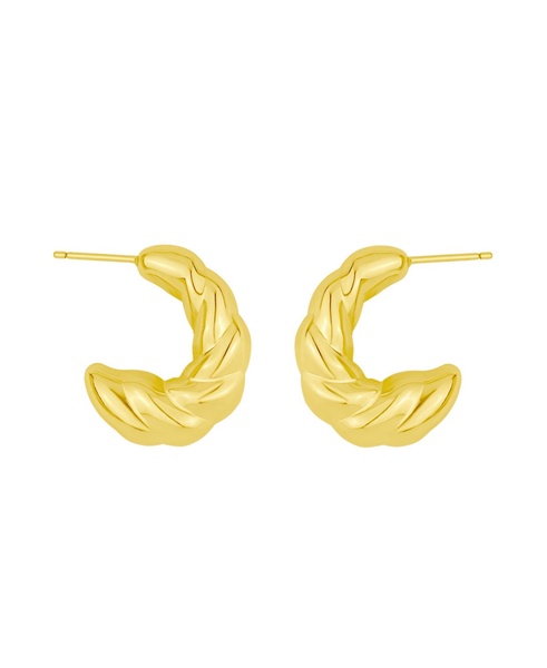 18K Gold Plated Twisted Puff C-Hoop Earrings