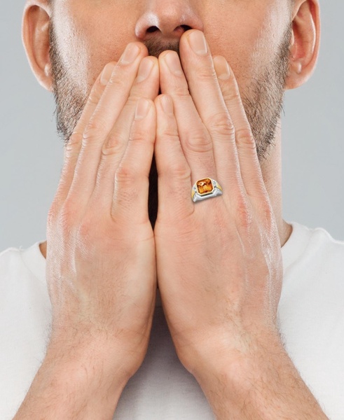 EFFY® Men's Citrine (5-1/10 ct. t.w.) & White Topaz (1/10 ct. t.w.) Ring in Sterling Silver & 14k Gold-Plated Sterling Silver