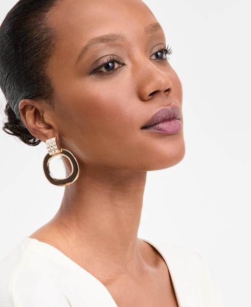 Silver-Tone Pavé Circle Drop Earrings, Exclusively at Macy's