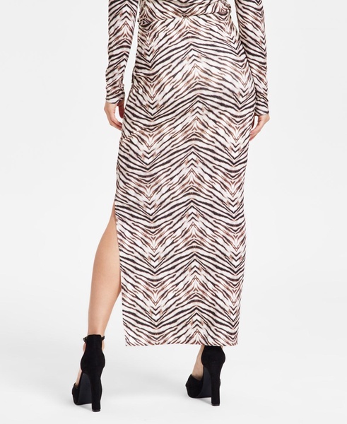 Women's Printed Knit Crepe Side-Slit Maxi Skirt, Exclusively at Macy's