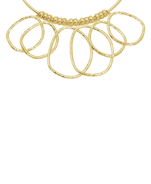 Gold Textured Ring Bib Wire Necklace