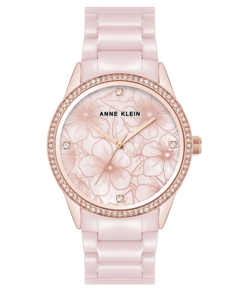 Women's Quartz Blush Floral Ceramic Bracelet Watch, 34mm