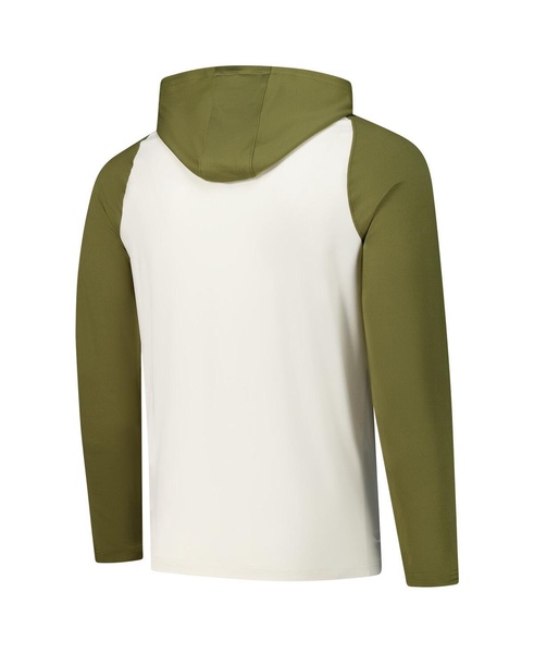 Men's Cream/Olive Chicago Blackhawks Intrepid Sand Raglan Long Sleeve Hoodie T-Shirt