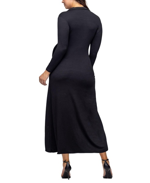 Women's Comfortable Collared Wrap Maxi Dress