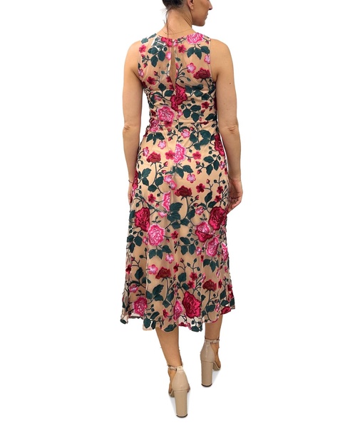 Women's Pink Rose Embroidered Sleeveless Dress