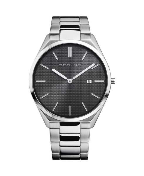 Men's Ultra Slim Silver-Tone Stainless Steel Bracelet Watch 40mm