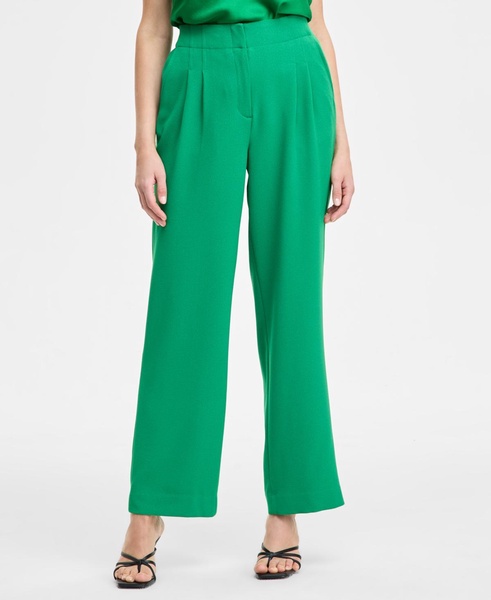 Women's High-Rise Pleated-Front Wide-Leg Pants, Exclusively at Macy's