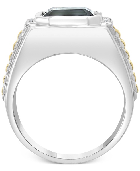 EFFY® Men's London Blue Topaz (5-5/8 ct. t.w.) & Diamond (1/10 ct. t.w.) Ring in Sterling Silver & 18k Gold-Plate