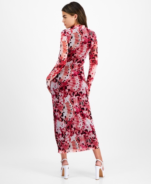 Petite Printed Mesh Mock-Neck Midi Dress, Created for Macy's