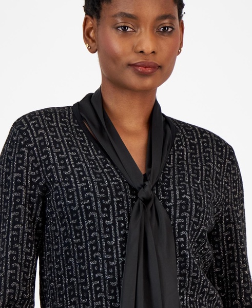 Women's Layered Jacquard Shimmer Sweater 