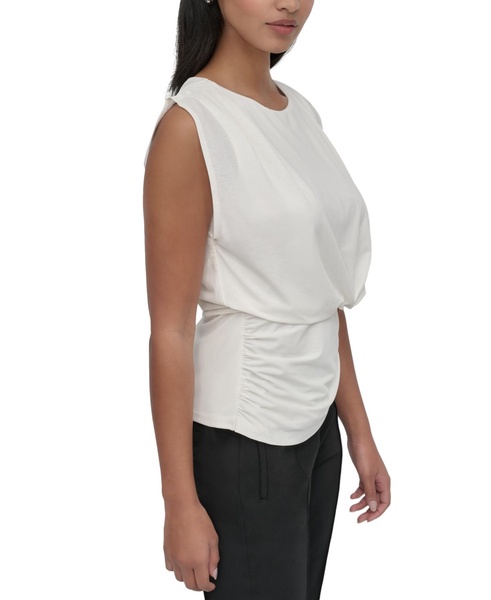 Petite Sleeveless Draped-Front Blouse
