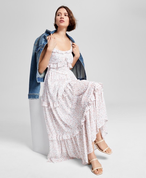 Women's Floral-Print Ruffled Tiered  Smocked-Waist Maxi Dress, Exclusively at Macy's