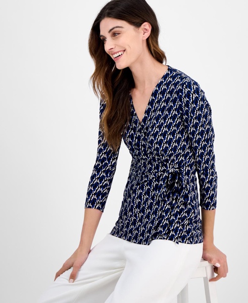 Printed Tie-Waist Top