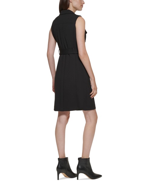 Women's Moto Belted Sleeveless Sheath Dress