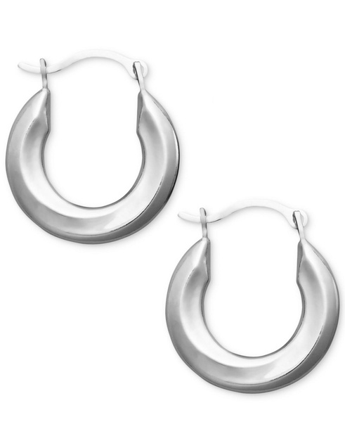 Small Polished Tube Hoop Earrings in 10k Gold and White Gold 