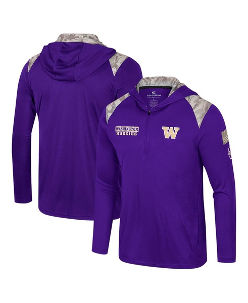 Men's Purple Washington Huskies OHT Military Appreciation Quarter-Zip Hoodie Jacket